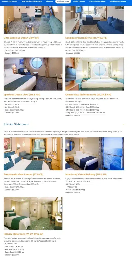 Kabinen RCI Explorer Bliss Cruise Erotravel