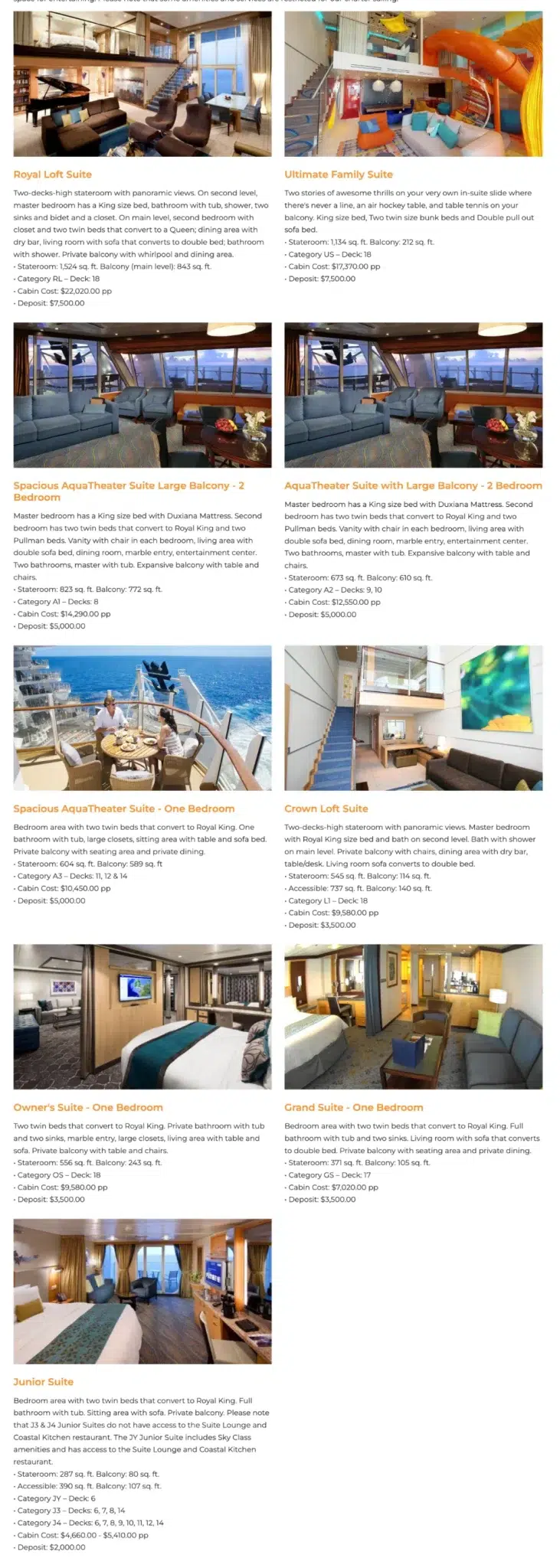 RCI Wonder of the Seas 2027 Suiten Bliss Cruise Erotravel